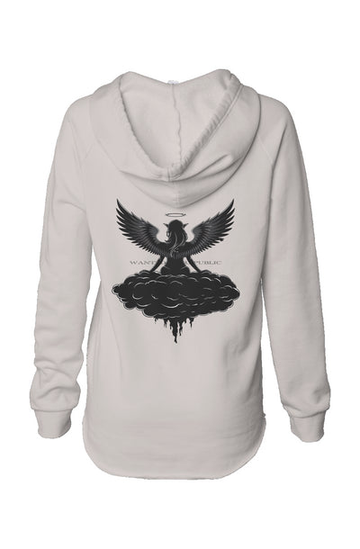 Womens Lightweight  Wash Hooded Sweatshirt