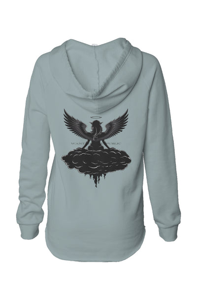 Womens Lightweight  Wash Hooded Sweatshirt