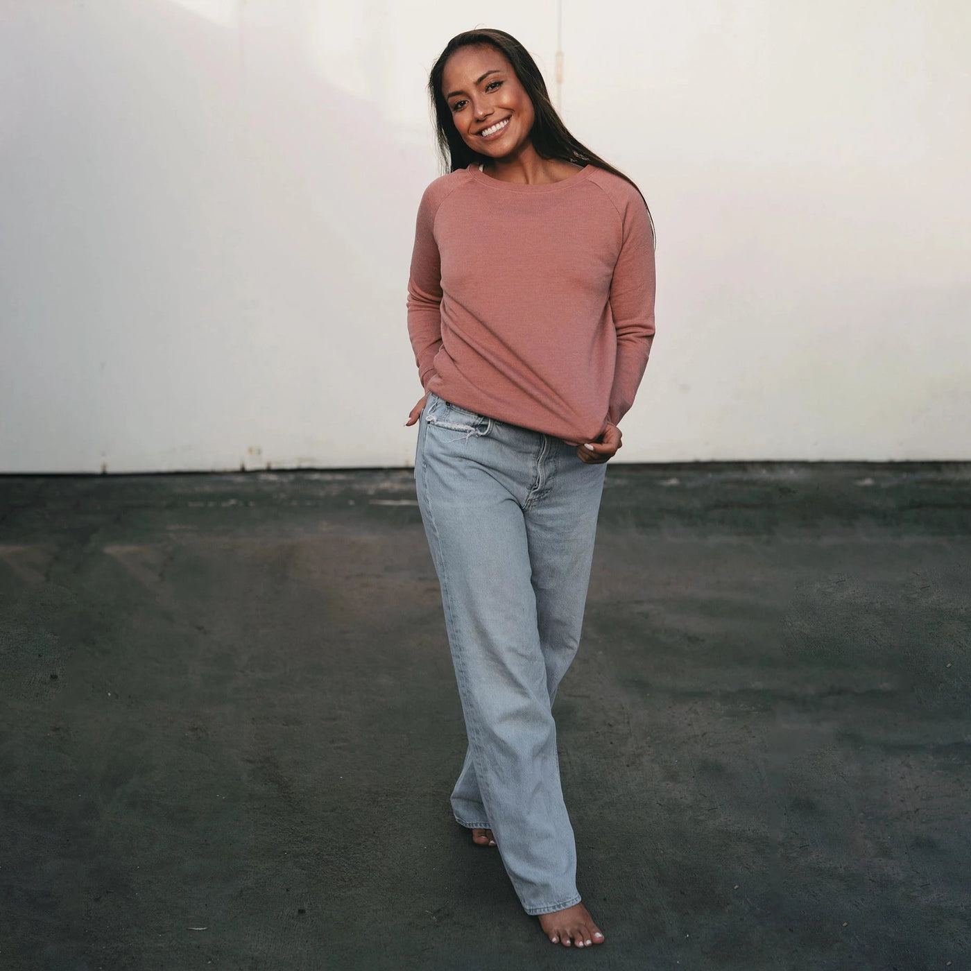 Womens Lightweight Wash Sweatshirt