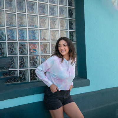 Womens Tie Dye Crop Hoodie